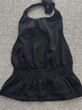 Wilfred Black Halter Peplum Top